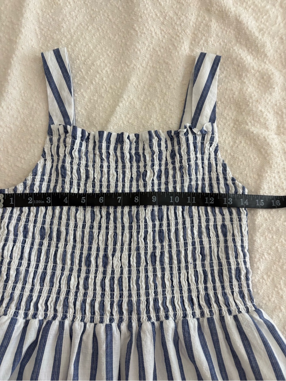 Everlane The Gauze Smock Square Neck Blue Striped Midi Dress Women’s Sz S - Picture 5 of 6